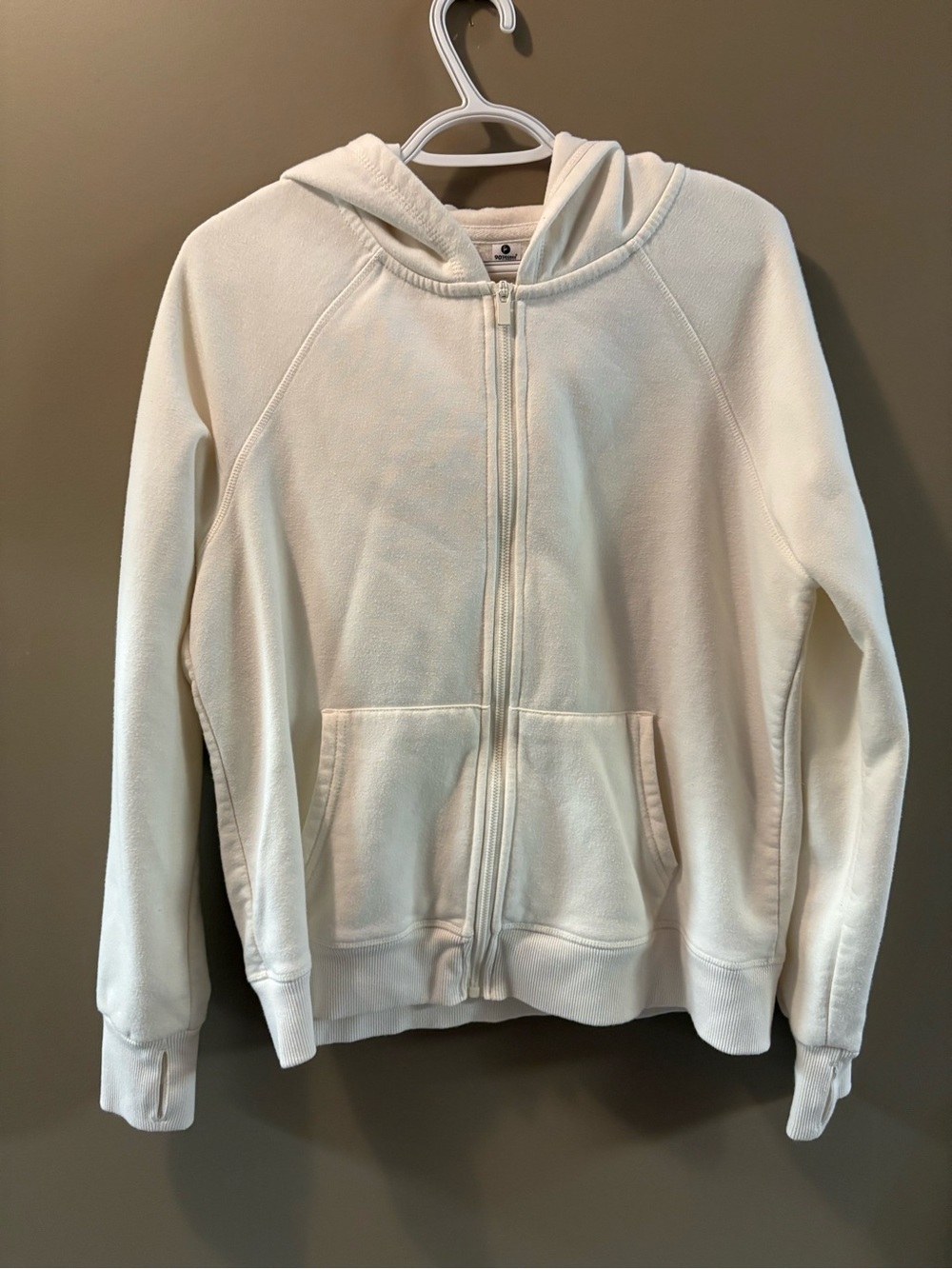 90 Degree By Reflex Cream Zip-Up hoodie